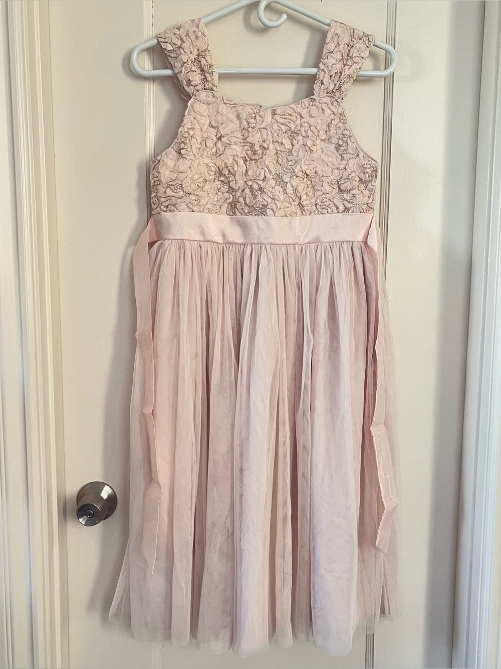 Mia & Mimi Target Girls Satin Sash Dress Floral Ruffle Tulle Pink XL